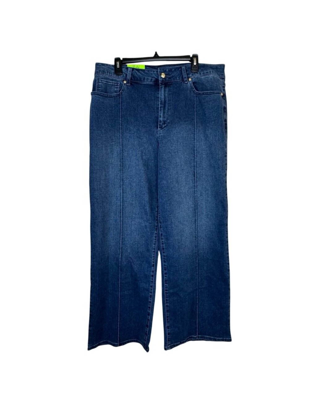 Sam Edelman NEW Pintuck Wide Leg Jeans Plus Size 16 Medium Wash Casual High Rise